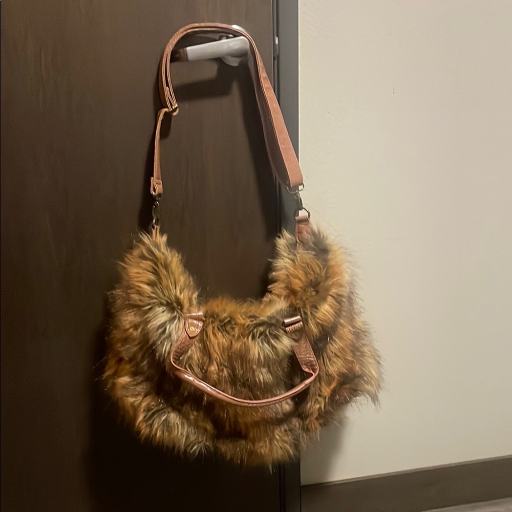 Fabulous Furs Tan Faux Fur weekender Bag